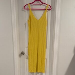 Zara Yellow Ribbed Midi Dress